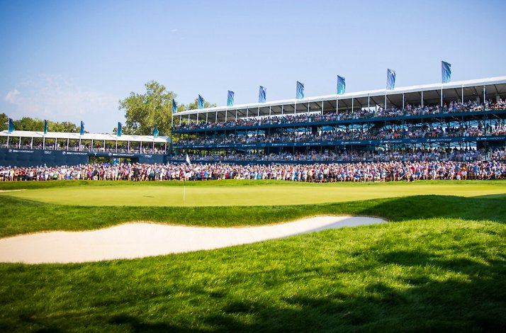 Crowd and grandstands at BMW Championship, Bellerive Country Club.