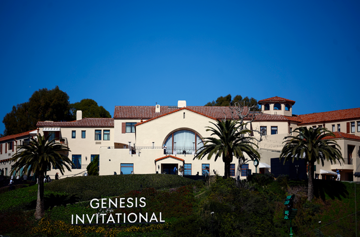 Riviera Country Club building with Genesis Invitational signage.