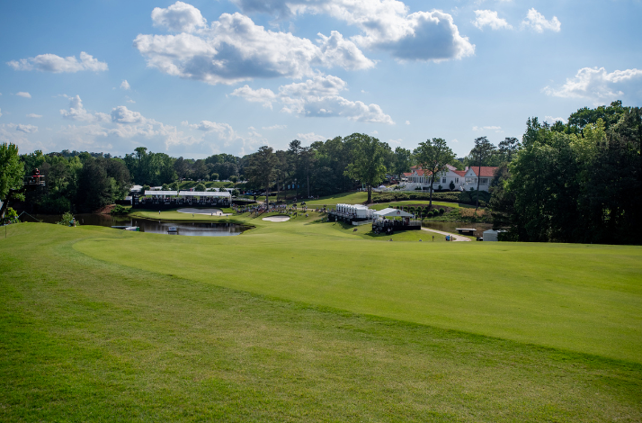 A view of the TPC Sugarloaf golf course in Duluth, Georgia, during the Mitsubishi Electric Classic tournament. 