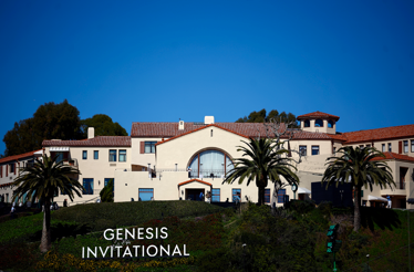 Riviera Country Club building with Genesis Invitational signage.