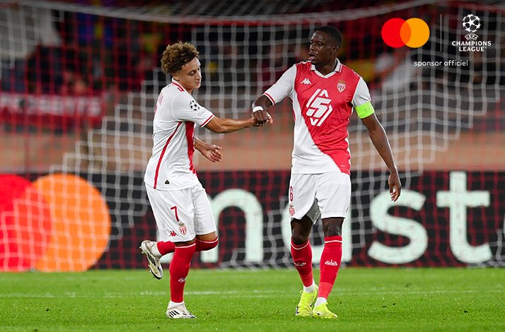 Players of AS Monaco photographed during an UEFA Champions League match.