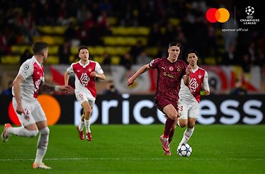 Players of AS Monaco and Galatasaray AS photographed during an UEFA Champions League match.