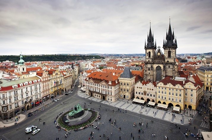 Beautiful view of the Old Town Square at Old Town Prague.