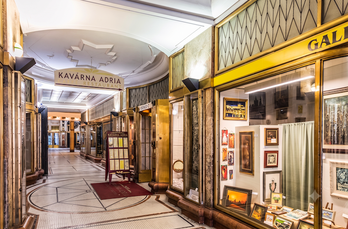 Elegant hallway at the Adria Palace passage.