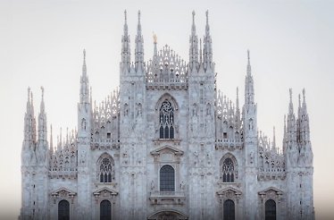 Facade of the Milan Cathedral, Lombardy, Italy.