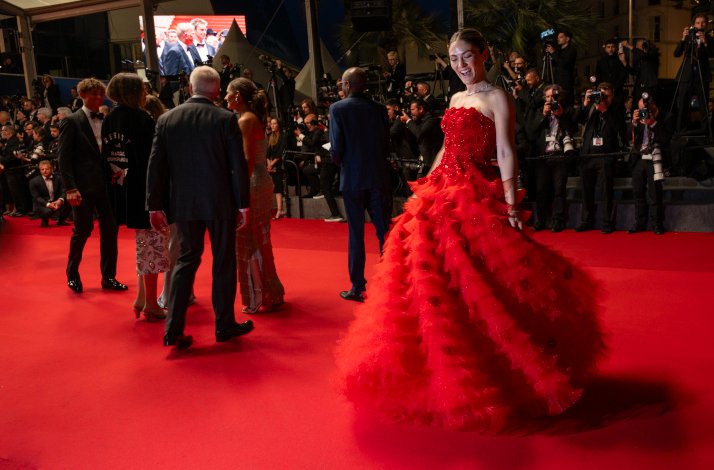 Reporters, photographers and celebrities at Cannes Film Festival Red Carpet.