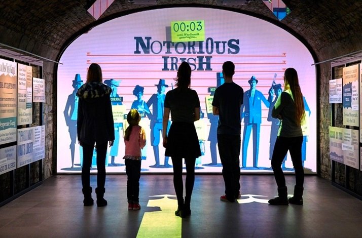 Group viewing digital display at EPIC The Irish Emigration Museum in Dublin.