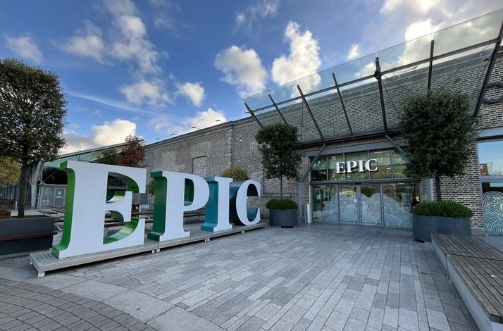 The entrance of the EPIC museum in Ireland.