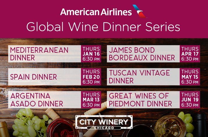Promotional banner for Global Wine Pairing Dinner Series in Chicago