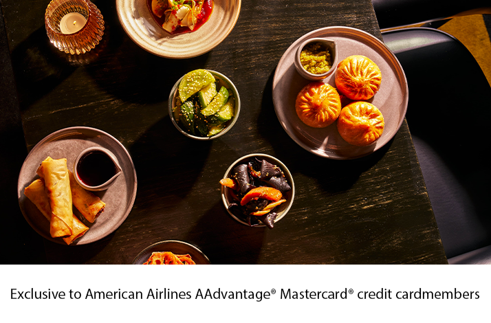 Selection of refined Chinese appetizers served at Chinese Tuxedo's exclusive dining experience, Exclusive for American Airline AAdvantage@ Mastercard@ creditcard members.