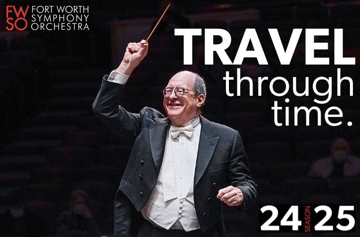 Conductor of Fort Worth Symphony Orchestra featuring on the promotioanal poster for 'Travel through time.' concert.
