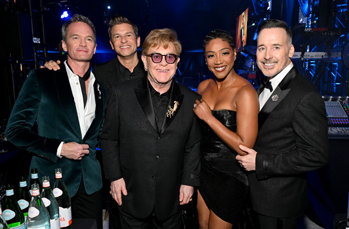 Elton John with other celebrities at one of the Elton John AIDS Foundation's Academy Awards® Viewing Parties.