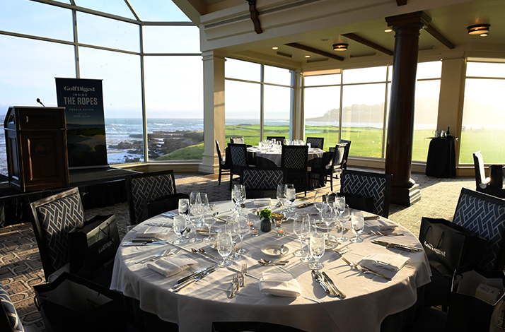 Elegant round tables at Pebble Beach Resorts.