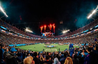 A live Charlotte FC football match at Bank of America Stadium