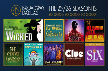 Collage of promotional posters for Broadway Dallas plays.