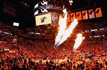 The crowds at the Kaseya Center cheering during Miami HEAT home game