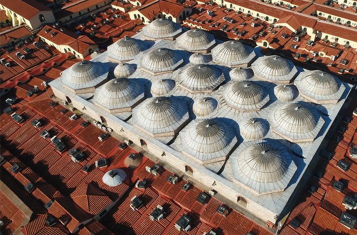 Aerial view of the roof of the Grand Bazaar.
