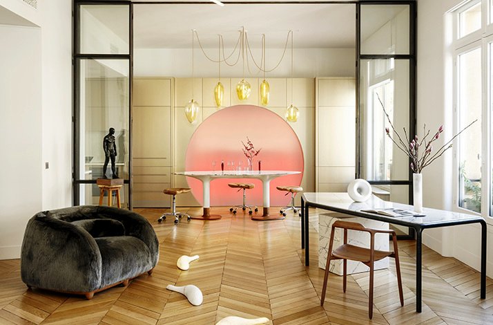 Franck Genser's private apartment interior featured in Architectural Digest.