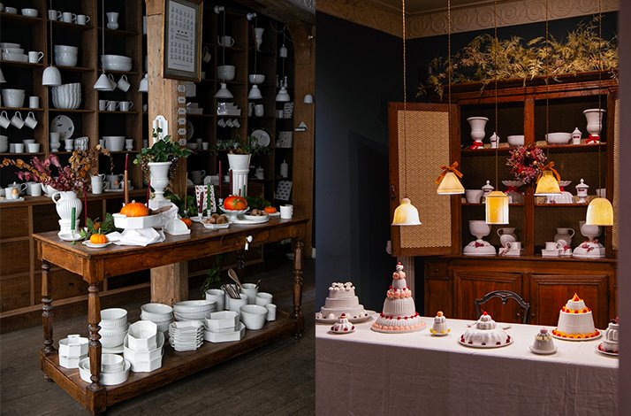 Ceramic sets on display by ceramist Alix D. Reynis.