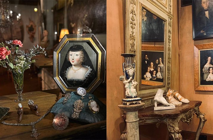 Collection of paintings, jewellery and art objects of antique dealer Agathe Derieux.