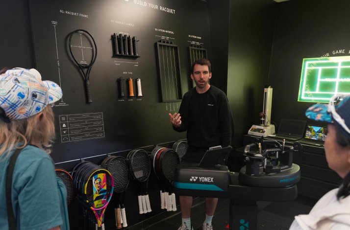 Tennis racket customization demonstration at TennisLab, Australian Open.