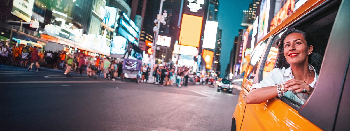 A woman enjoying a trip to one of America’s most iconic cities.