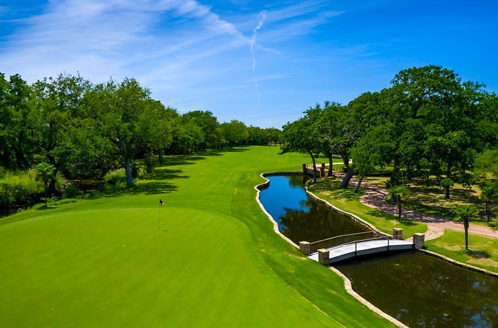 Golf course fairway and green at Horseshoe Bay Resort, Texas Hill Country.