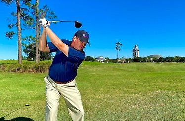 A man playing golf at the world-renowned PGA TOUR Golf Academy located in St. Augustine, FL.