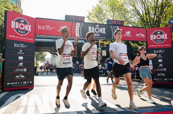 Runners near the finish line at New balance Bronx 10 Mile marathon.