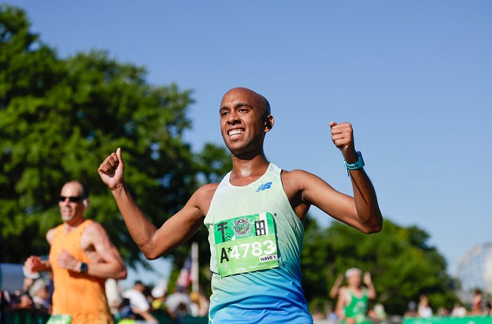 Marathon participant at 'The World's Borough' at the Citizens Queens 10K in Flushing Meadows Corona Park.
