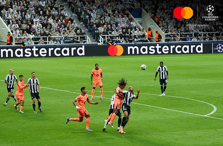 Image from a Newcastle United FC versus FC Barcelona during UEFA Champions league.