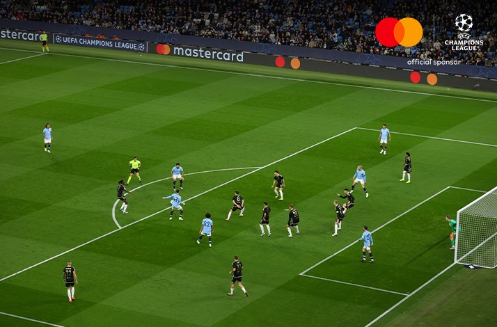 Players of Manchester City and Real Madrid. photographed during an UEFA Champions League match.