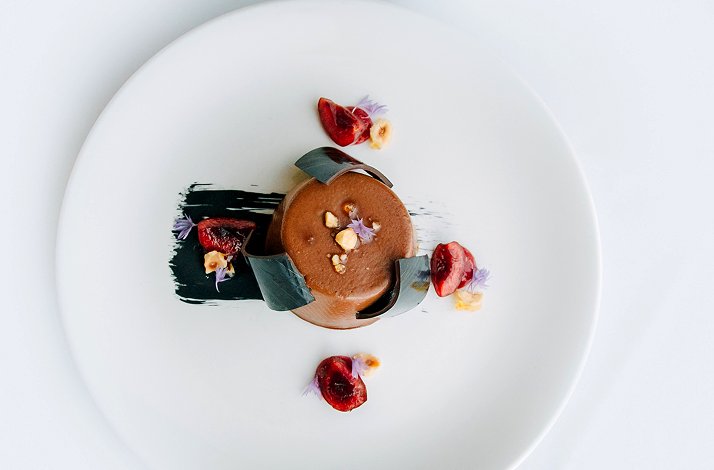 Plate of special dessert dish from five-course menu at  Park Hyatt Auckland.