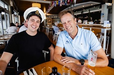 Participants having a private lunch with the RNZYS commodore in the Members Bar