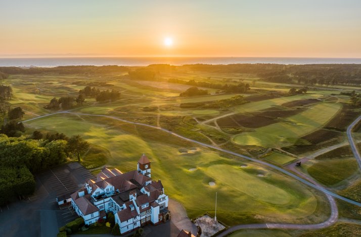 Colourful sunset at Royal Birkdale Golf Club.