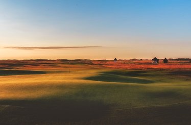 Royal St George's golf course at sunrise, United Kingdom.