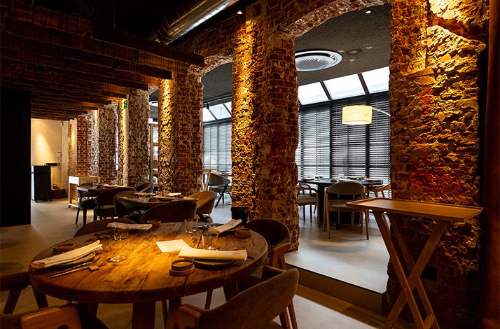 Interior of the Michelin-starred La Tasquería in Madrid.