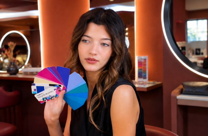 Seasonal colour palettes demonstrated during the colour analysis workshop at Galeries Lafayette Haussmann