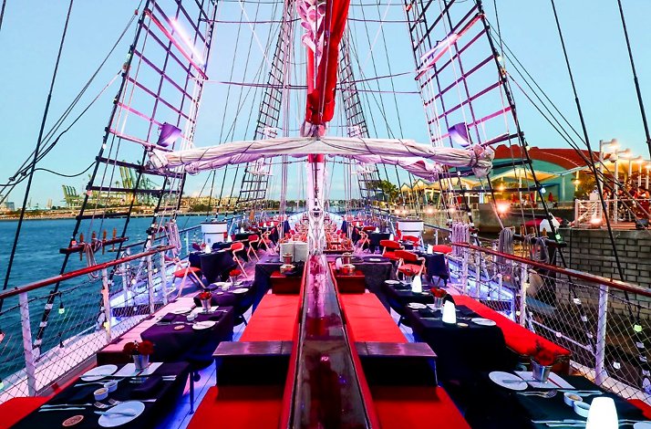 Tables ready to serve at the Royal Albatross.