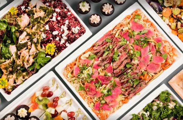 Selection of menu dishes for corporate catering from Just Eat for Business.
