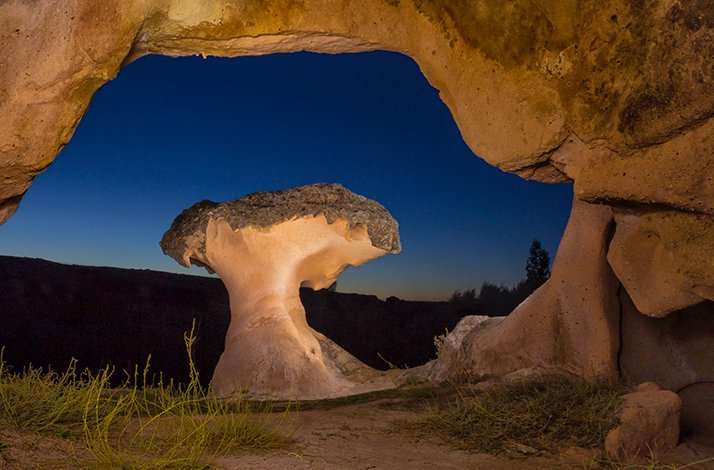 One of the Cappadocia caves, view at night.
