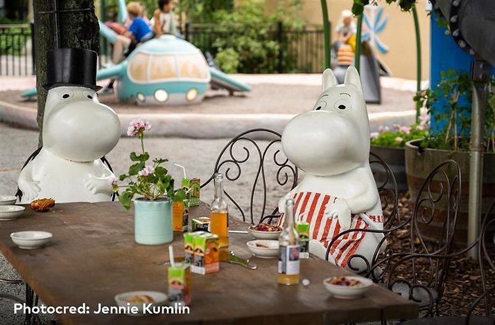 Moomin, a beloved children's favorite, sit at the table. Photocred: Jennie Kumlin