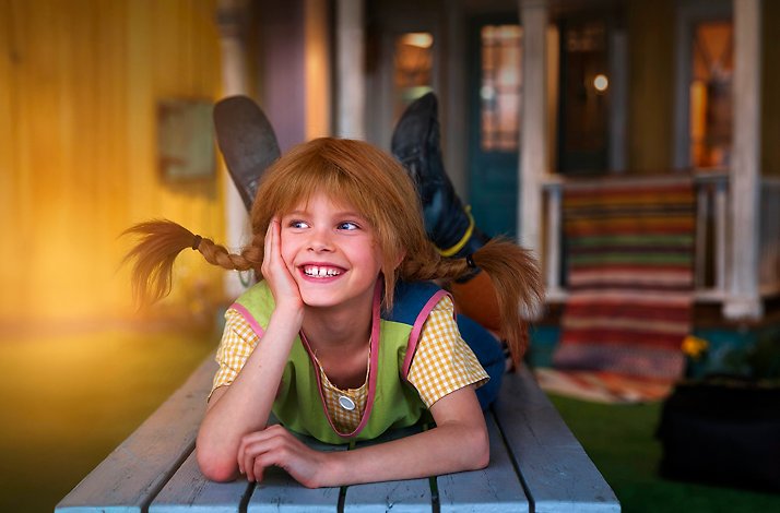 A child dressed as Pippi Longstocking at the Junibacken.
