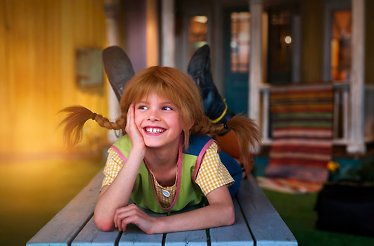 A child dressed as Pippi Longstocking at the Junibacken.
