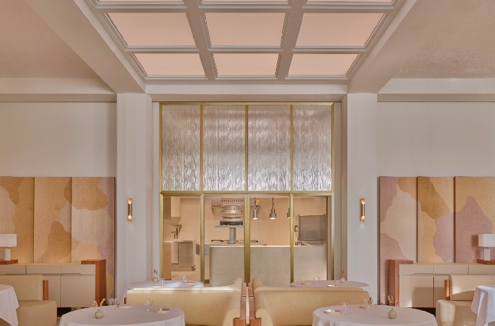 Interior of Singapore's Odette, Chef Julien Royer's three-Michelin-starred restaurant at National Gallery Singapore.