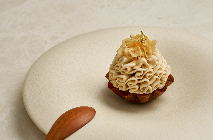Close up of food presentation served at Odette Singapore restaurant.