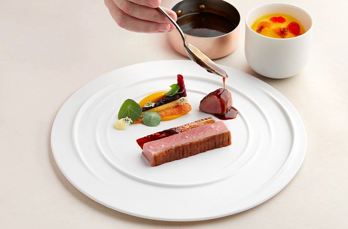 Aveyron Lamb Saddle served at the fine dining restaurant Odette in Singapore