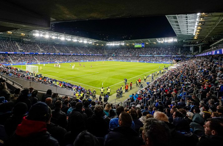 View of the stadium from a corner stand.