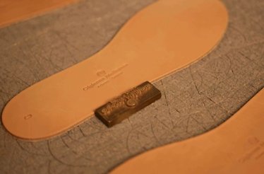 The sole of a sandal being crafted at Olgianna Melissinos Sandals in Athens.