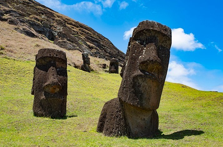 Rano Raraku is a volcanic crater on Easter Island (Rapa Nui), renowned as the main quarry for the island's iconic moai statues.
